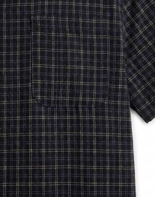 Jack & Jones - Cropped geruit overhemd van linnenmix met korte mouwen in zwart, 9 van 9