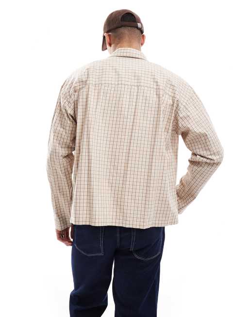 Jack & Jones cropped oversize shirt in neutral check