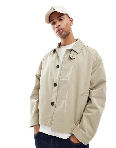 Jack & Jones cropped trench jacket in beige - view 1