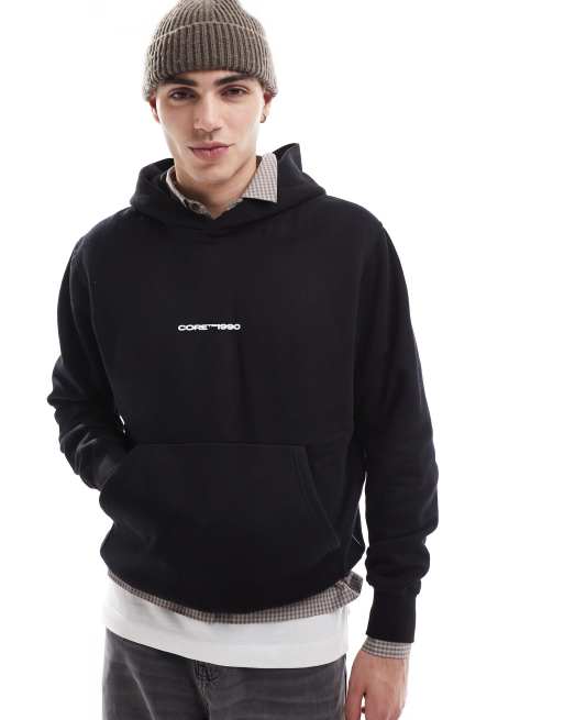 Jack & Jones – Czarna bluza oversize z kapturem i nadrukiem tekstowym na plecach, 4 z 4
