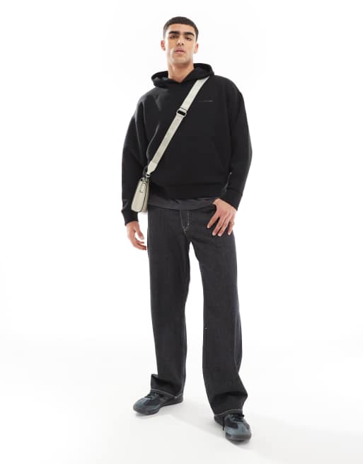 Jack & Jones – Czarna bluza oversize z kapturem z materiału w stylu scuba, 4 z 4
