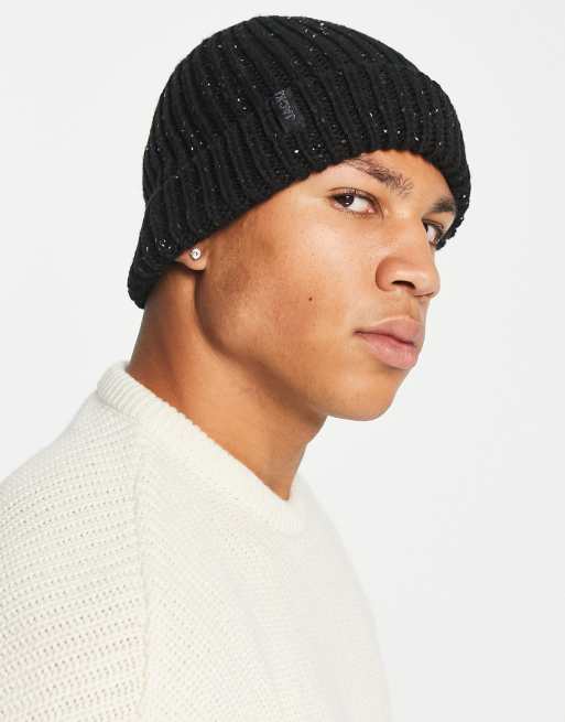 Jack & Jones – Czarna czapka beanie z grubej dzianiny 