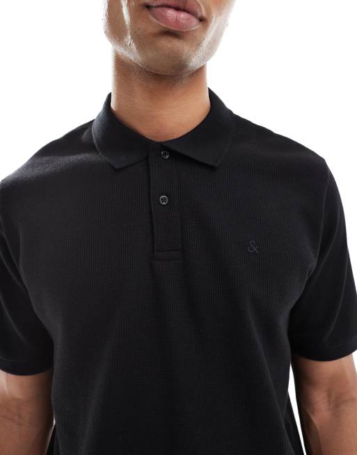 Jack & Jones – Czarna fakturowana koszulka polo, 5 z 5