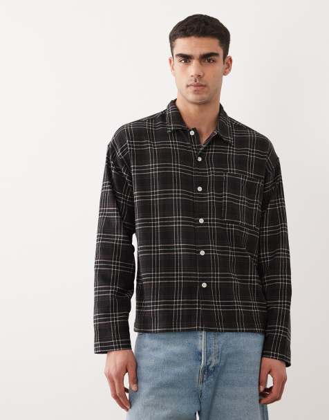 Jack & Jones boxy shirt in black check