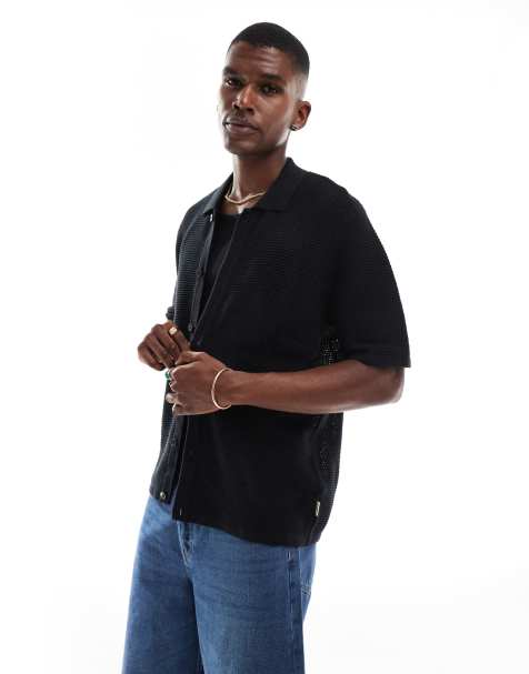 Jack & Jones crochet shirt in black