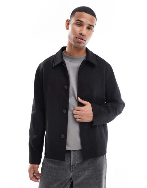 Jack & Jones – Czarna kurtka o pudełkowym kroju z domieszką wełny - view 1