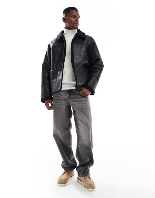 Jack & Jones – Czarna kurtka ze sztucznego kożuszka, 2 z 5