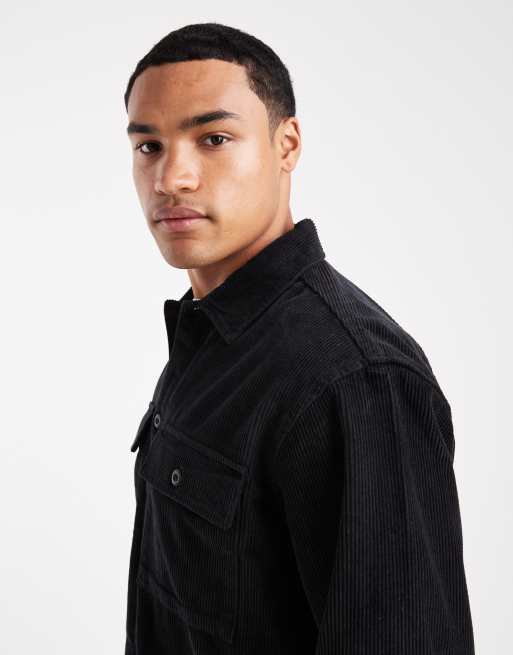 Jack & Jones – Czarna sztruksowa koszula wierzchnia oversize, 4 z 5