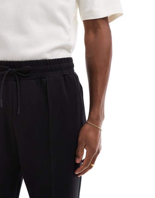 Jack & Jones – Czarne eleganckie spodnie dżersejowe z szerokimi nogawkami, 5 z 5