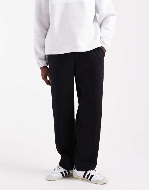 Jack & Jones wide leg jogger with pintuck in black