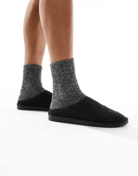 Jack & Jones – Czarne kapcie bez pięty z imitacji zamszu - view 1