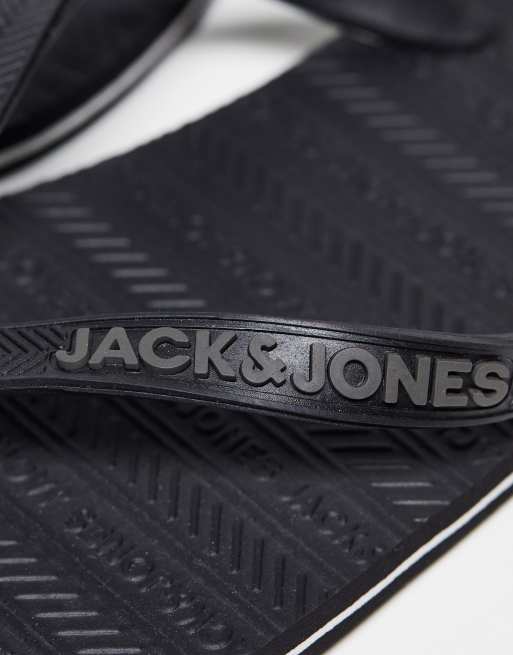 Jack & Jones – Czarne klapki japonki z logo , 2 z 4
