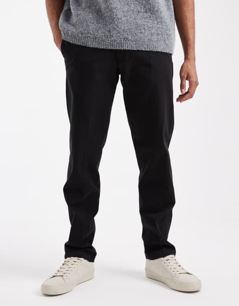 Jack & Jones front pleat tapered loose chino in black 