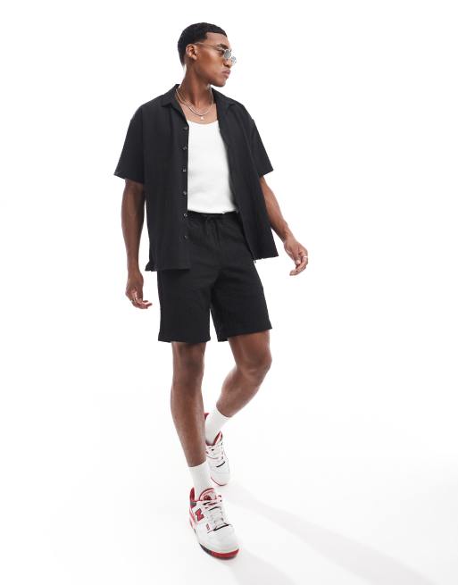 Jack & Jones – Czarne marszczone szorty, część zestawu
