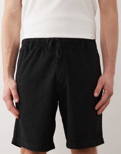 Jack & Jones – Czarne ściągane na sznurek szorty z domieszką lnu, 5 z 5