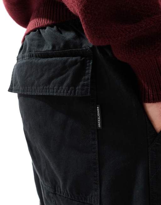 Jack & Jones – Czarne szerokie chinosy typu worker z paskiem, 5 z 5