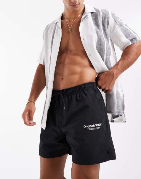 Jack & Jones – Czarne szorty kąpielowe z logo Originals - view 1