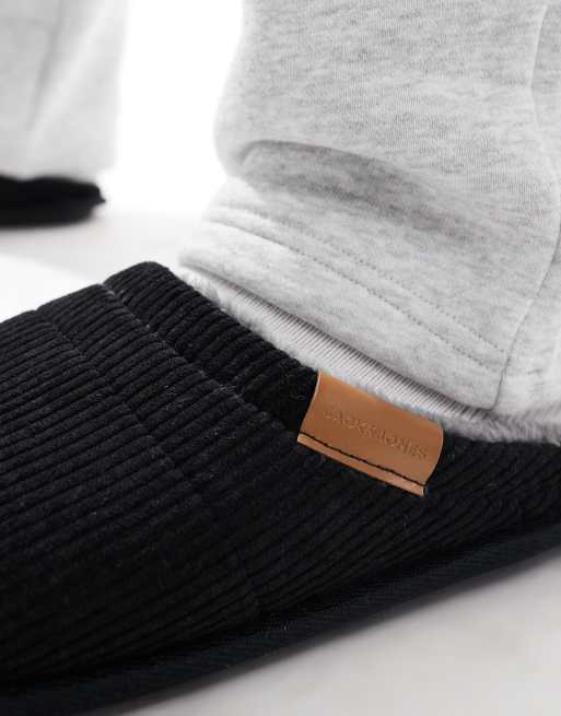 Jack & Jones – Czarne sztruksowe kapcie, 2 z 4
