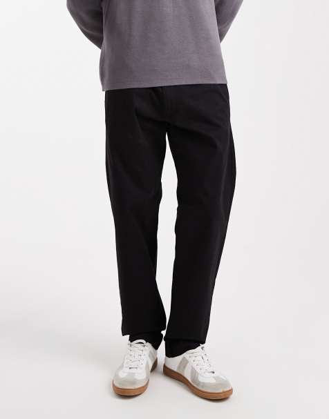 Jack & Jones relaxed fit chino with drawstring waist in black