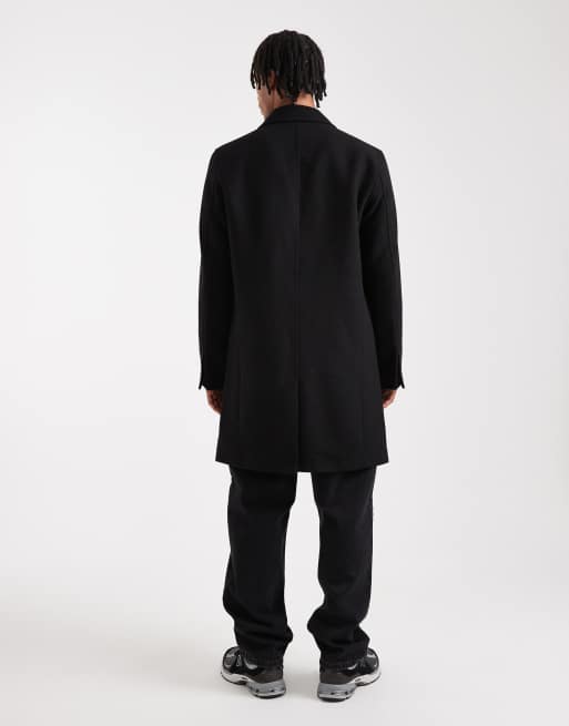 Jack & Jones – Czarny płaszcz z mieszanki wełny, 3 z 5