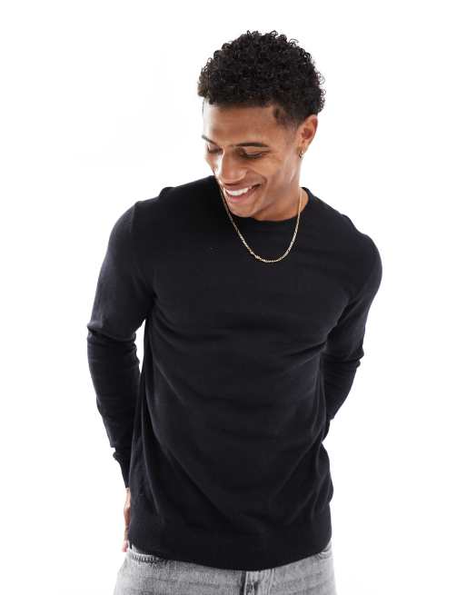 Jack & Jones – Czarny sweter z okrągłym dekoltem o delikatnym splocie, 2 z 4