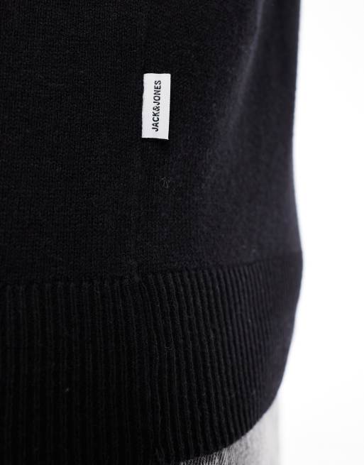 Jack & Jones – Czarny sweter z okrągłym dekoltem o delikatnym splocie, 4 z 4