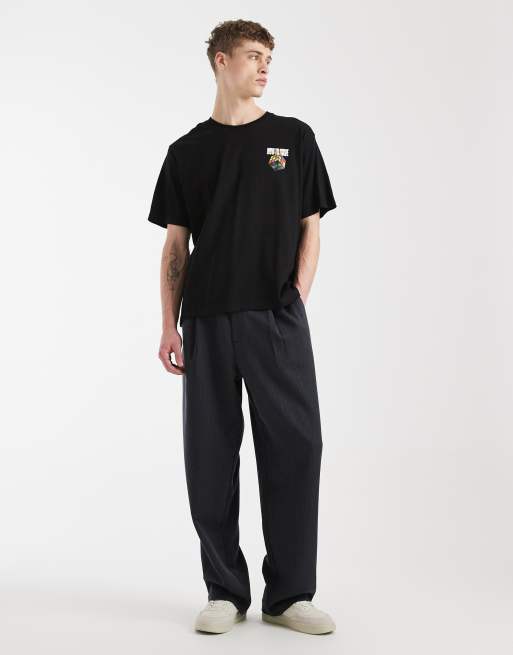 Jack & Jones – Czarny T-shirt oversize z nadrukiem kostek na plecach, 2 z 5
