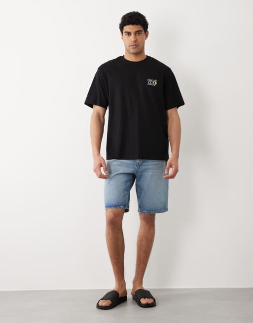 Jack & Jones – Czarny T-shirt oversize z nadrukiem słońca na plecach, 2 z 5