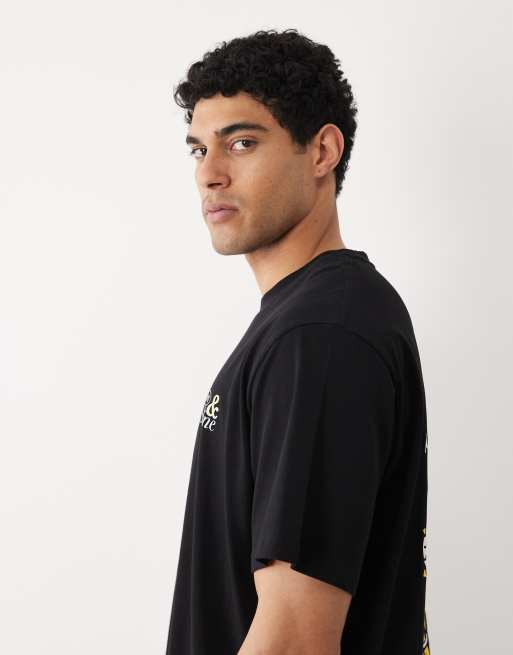 Jack & Jones – Czarny T-shirt oversize z nadrukiem słońca na plecach, 5 z 5