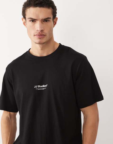 Jack & Jones – Czarny T-shirt z logo z przodu - view 1