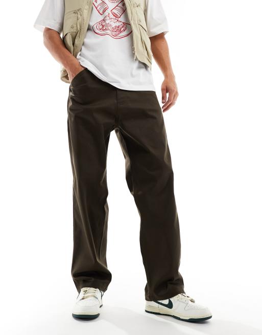 Jack & Jones – Czekoladowobrązowe luźne spodnie chinosy typu worker