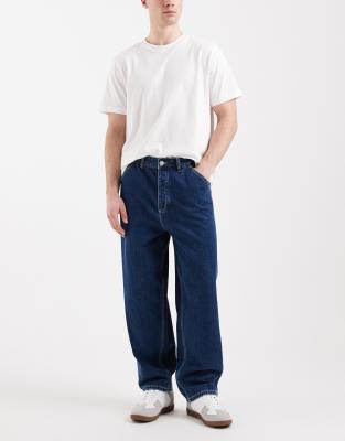 Dan - Barrel-Jeans in Mittelblau Blau W32 L30
