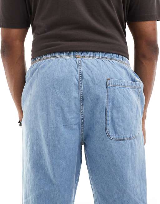 Jack & Jones - Dave - Jean large léger à cordons de serrage - Bleu clair délavé, 4 de 5