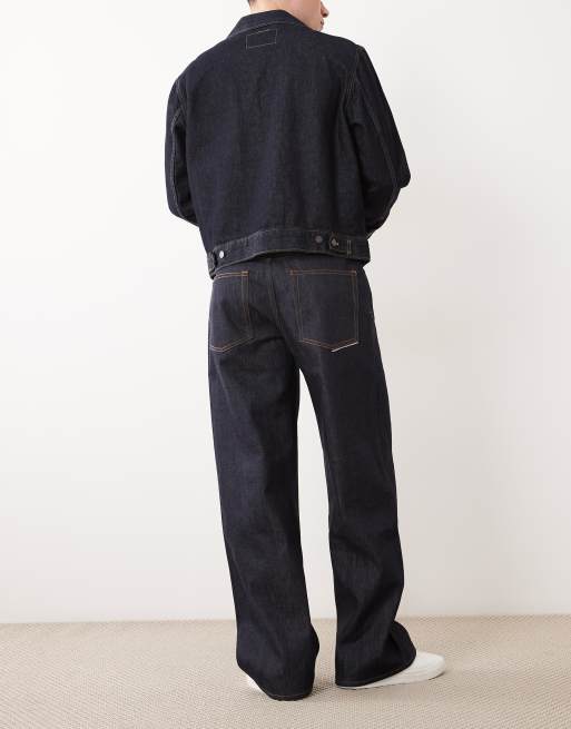 Jack & Jones Dave selvedge wide fit jeans in dark wash, 2 of 5