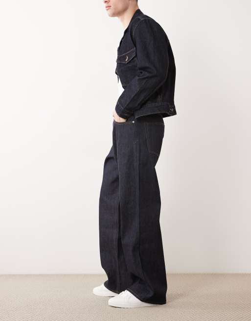 Jack & Jones Dave selvedge wide fit jeans in dark wash, 3 of 5