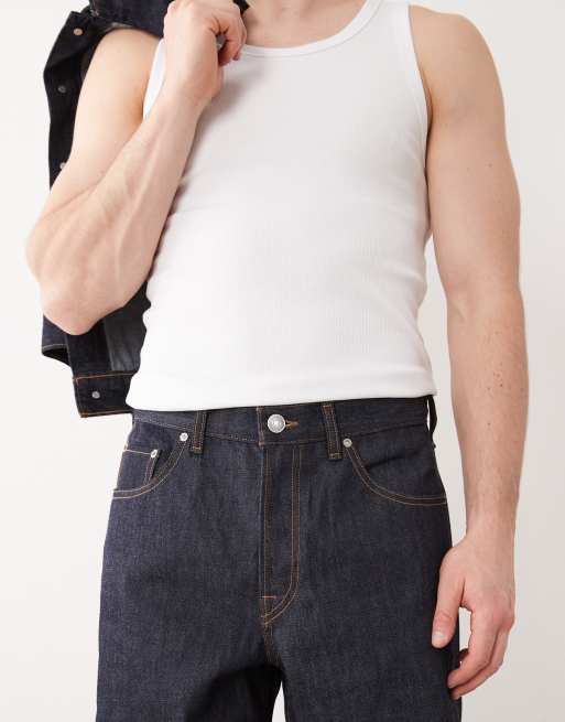 Jack & Jones Dave selvedge wide fit jeans in dark wash, 5 of 5