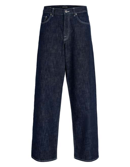 Jack & Jones Dave stentvättade jeans med medelhög midja och vida ben i blå denim, 7 av 7