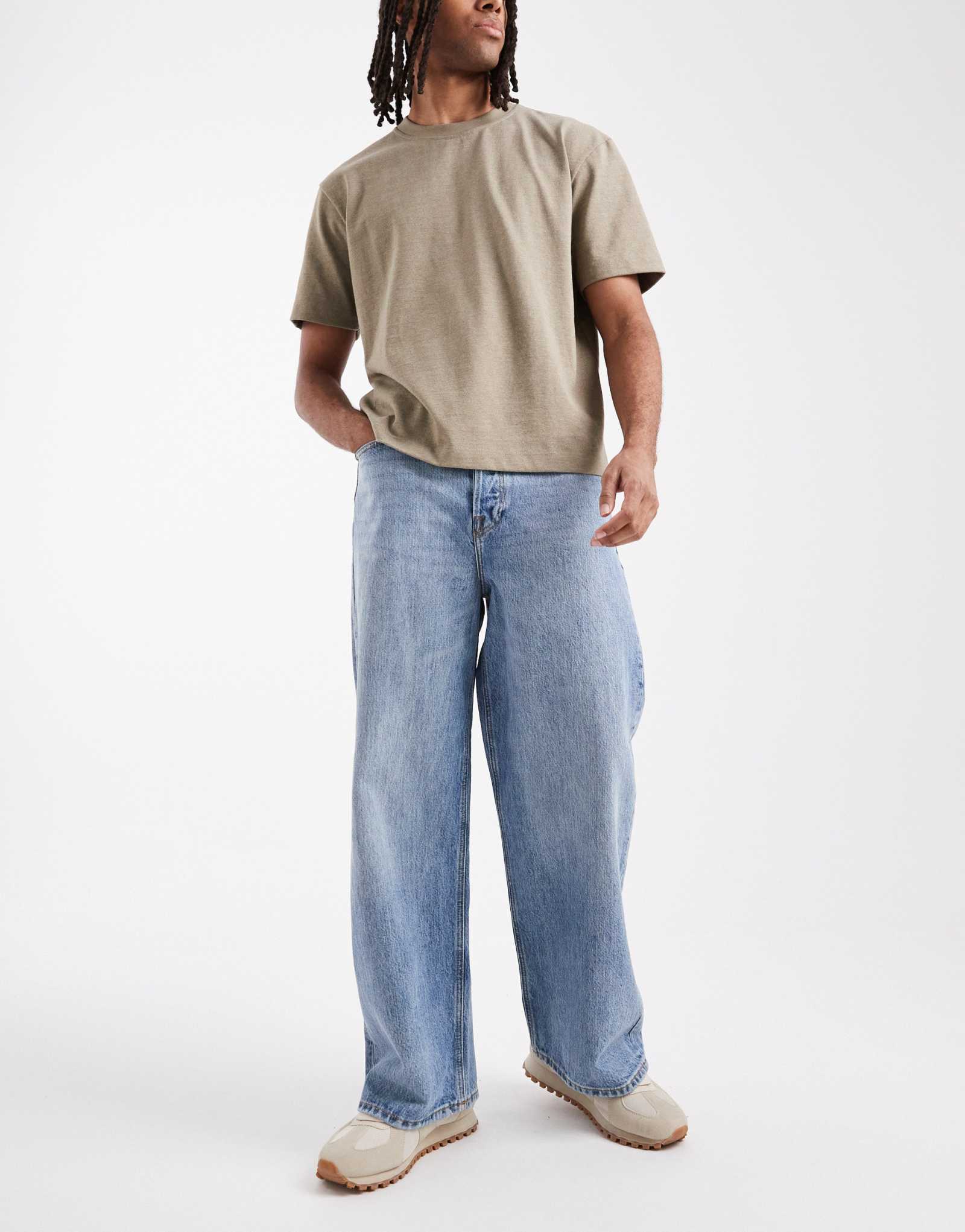Широкие джинсы Jack &Jones Dave светло-голубого цвета
