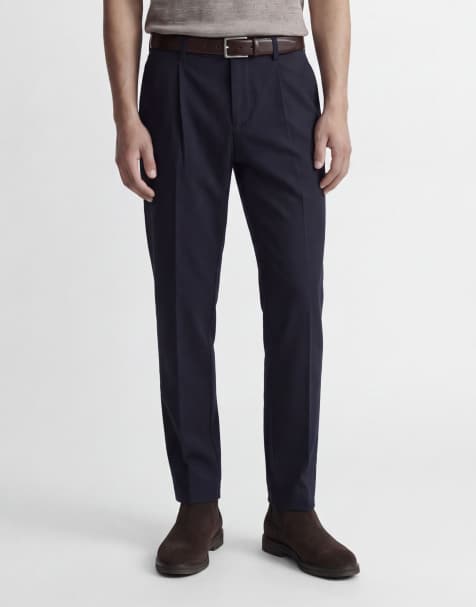 Jack & Jones Daytona broek met middelhoge taille en wijde pijpen in donker marineblauw - view 1