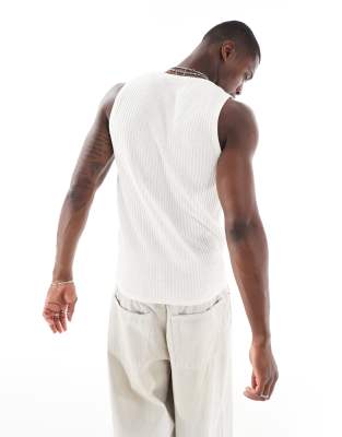 Débardeur Côtelé En Forme De I Pour Homme - Polyester, Coupe Ajustée, Style Streetwear Été - 3