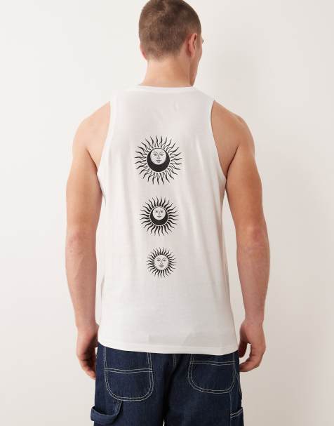 Jack & Jones - Débardeur oversize avec imprimé soleil au dos - Blanc - view 1