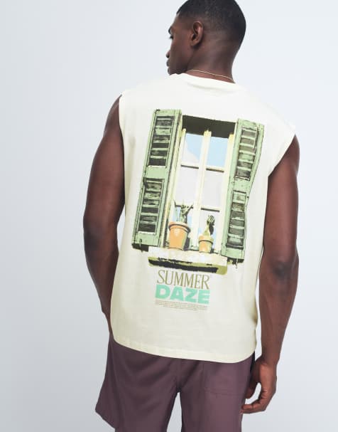 Jack & Jones - Débardeur oversize avec imprimé Summer Daze au dos - Beige - view 1