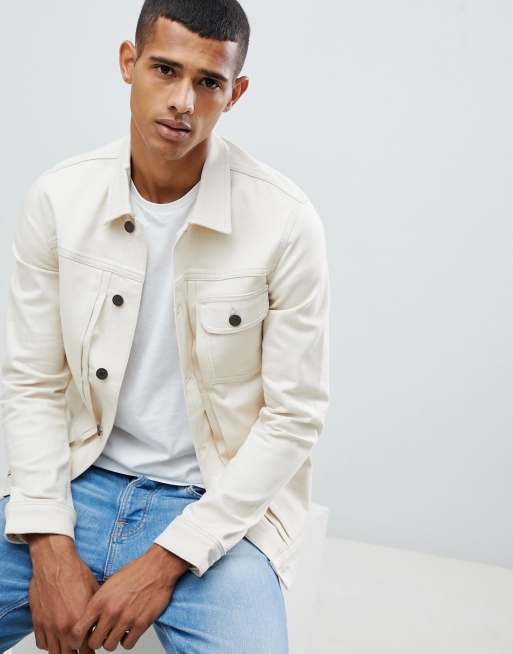 Jack Jones Denim Jacket In Natural Ecru Denim | ASOS