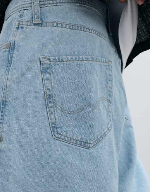 Jack & Jones - Denim jort met baggy pasvorm in blauw , 3 van 5