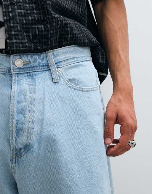Jack & Jones - Denim jort met baggy pasvorm in blauw , 5 van 5