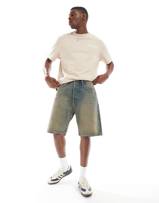 Jack & Jones denim jorts in washed blue