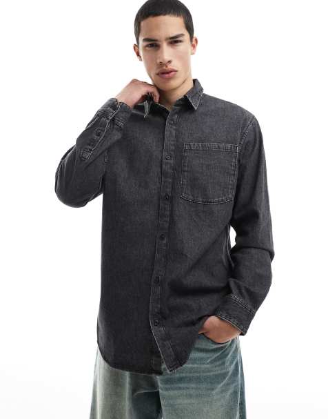 Jack & Jones - Denim overhemd met lange mouwen in zwart met wassing - view 1