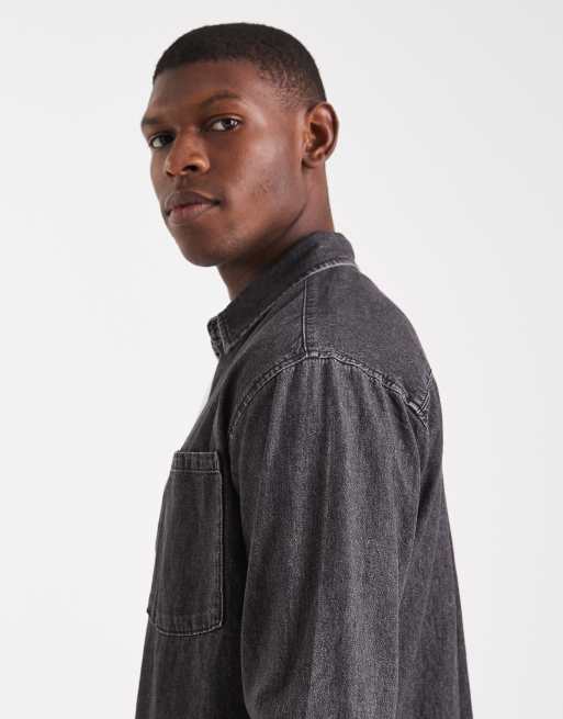 Jack & Jones - Denim overhemd met lange mouwen in zwart met wassing , 4 van 5