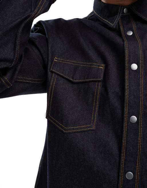 Jack & Jones denim overshirt shacket in rinse wash, 3 of 4