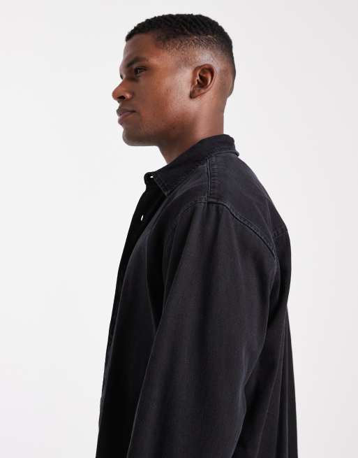 Jack & Jones denim shirt in black, 3 of 5